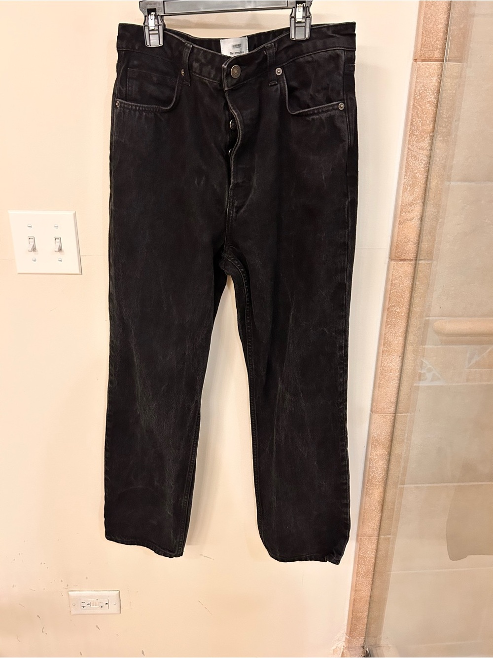 Reformation Black Straight-Leg Jeans